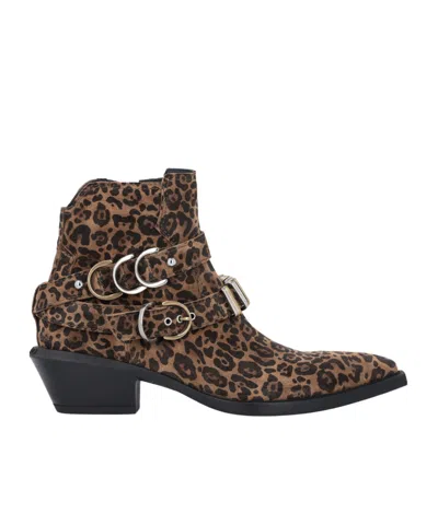 Pinko Animal Print Ankle Boots With Block Heel In Multi