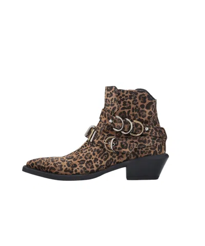 Pinko Animal Print Ankle Boots With Block Heel In Multi