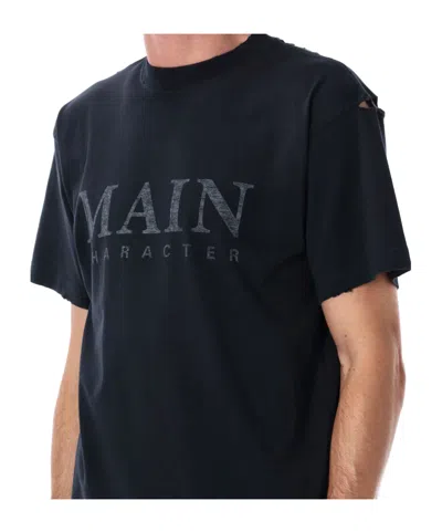 Balenciaga Black Faded Regular Fit Logo T-shirt In Blue