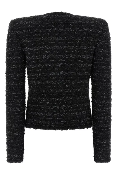 Balmain Buttoned Tweed Jacket In Black