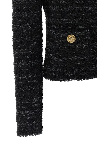 Balmain Buttoned Tweed Jacket In Black