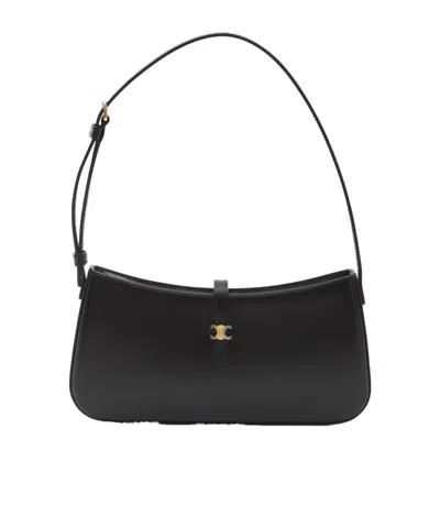 Celine Women Tina Leather Shoulder Bag In Black