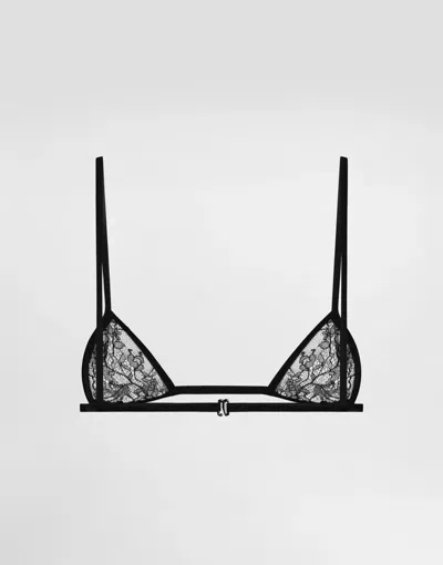 Dolce & Gabbana Micro Lace Bra In Black