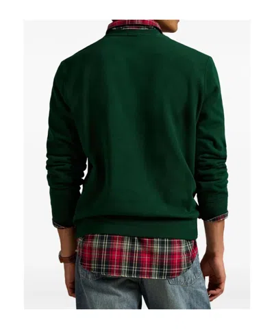 Polo Ralph Lauren Mens Fa25 Moss Holiday Bear Crewneck Bear-print Cotton-blend Sweatshirt In Green