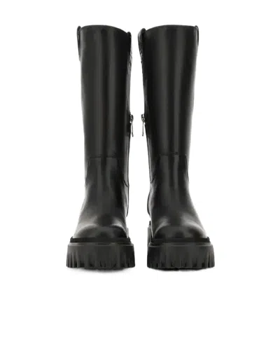 Hogan Knee-high Boots With Chunky Sole And Pull Tab In Black