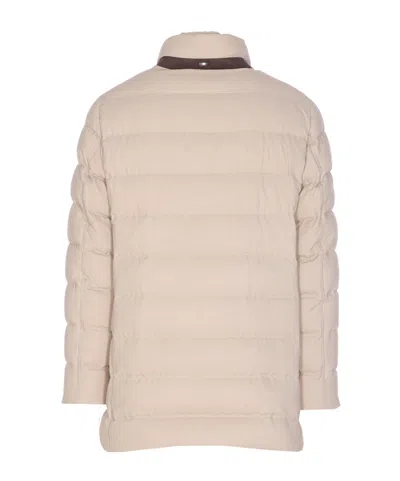 Herno Padded Jacket With Horizontal Quilting In Neutral