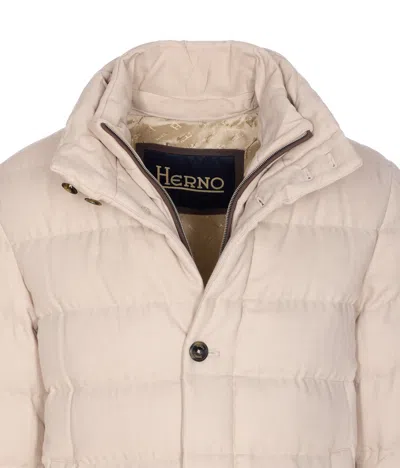 Herno Padded Jacket With Horizontal Quilting In Neutral