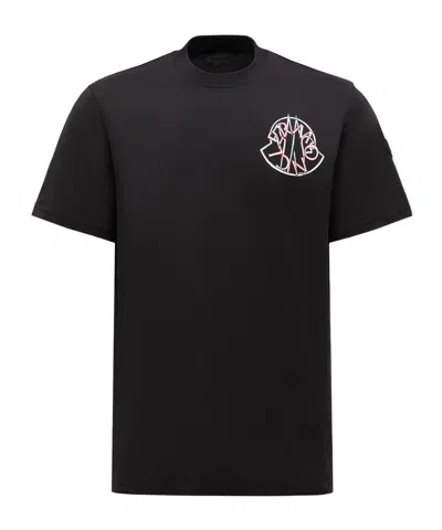 Moncler Crewneck T-shirt With Logo Print In Black