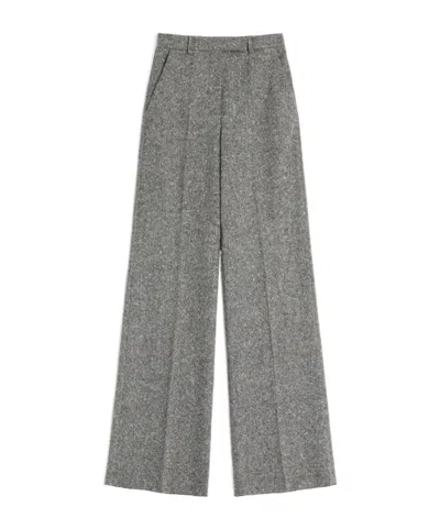 Valentino High-rise Wide-leg Trousers Featuring Pockets In Gray