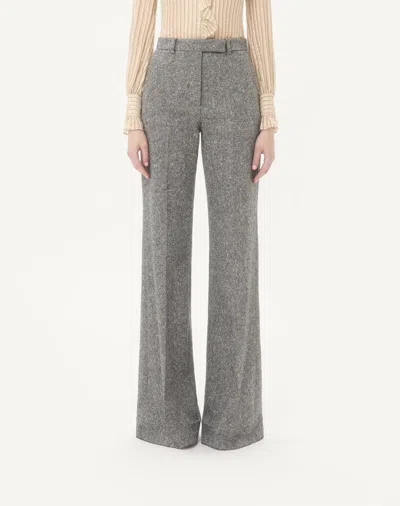 Valentino High-rise Wide-leg Trousers Featuring Pockets In Gray