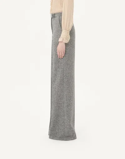 Valentino High-rise Wide-leg Trousers Featuring Pockets In Gray
