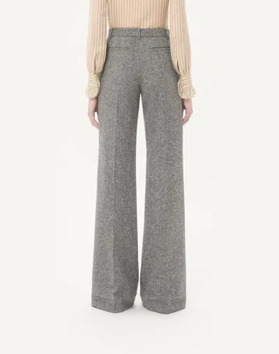 Valentino High-rise Wide-leg Trousers Featuring Pockets In Gray
