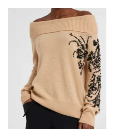 Ermanno Scervino Cashmere Sweater With Boat Neck Design In Neutral