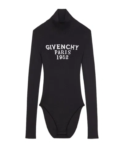 Givenchy Logo Ribbed-knit Bodysuit In Black