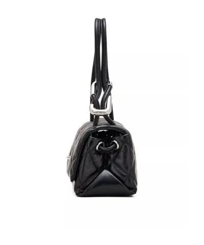 Marc Jacobs The Mini Dual Black Diamond-quilted Crossbody Bag With Top Handle In Leather Woman In Black