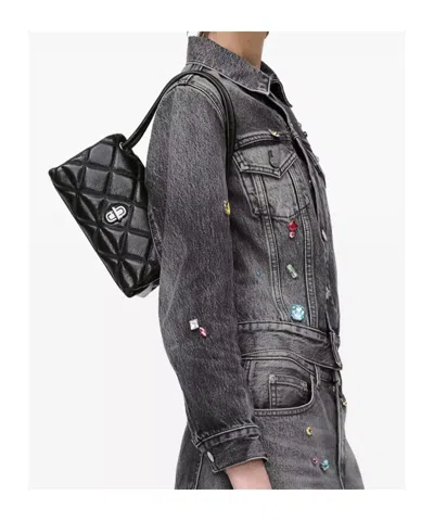 Marc Jacobs The Mini Dual Black Diamond-quilted Crossbody Bag With Top Handle In Leather Woman In Black