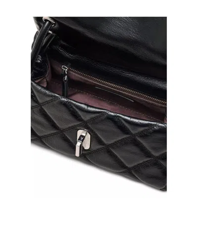 Marc Jacobs The Mini Dual Black Diamond-quilted Crossbody Bag With Top Handle In Leather Woman In Black
