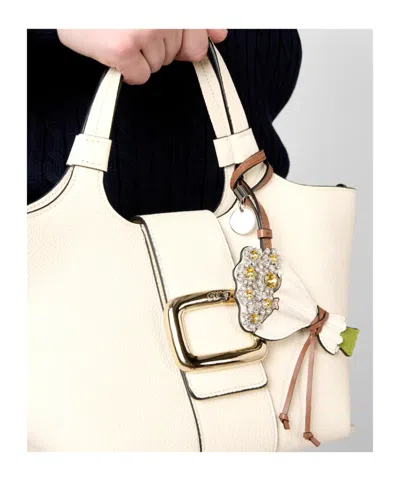 Roger Vivier Efflorescence Bag Charm In Leather In Metallic