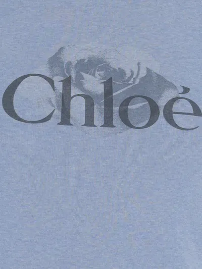 Chloé Chloè Logo Cotton T Shirt In Blue