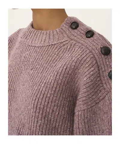 Chloé Cropped Mock-neck Sweater In A Merino Wool Knit In Purple