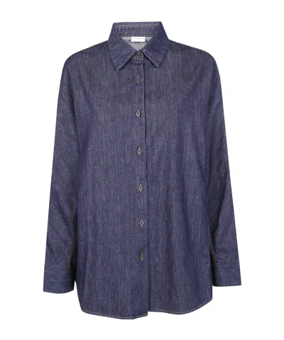 Dries Van Noten Contrast-stitching Denim Shirt In Purple