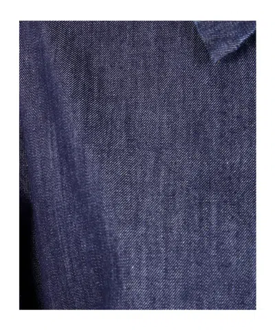 Dries Van Noten Contrast-stitching Denim Shirt In Purple