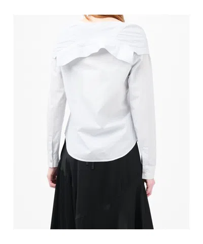 Our Legacy Kaonashi Striped Poplin Shirt With Collapsed Collar In White