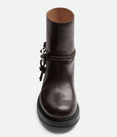 Bottega Veneta Women Black Ankle Boots With Metallic Detail On The Side And Applied Laces In Leather