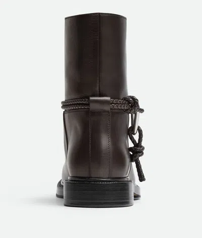 Bottega Veneta Women Black Ankle Boots With Metallic Detail On The Side And Applied Laces In Leather