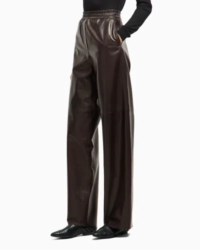 Giorgio Armani Elasticated Wide-leg Trousers In Brown
