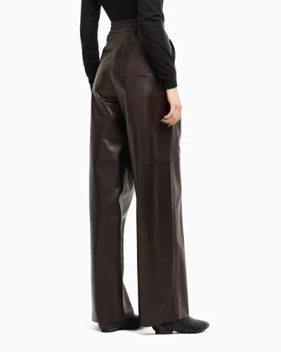 Giorgio Armani Elasticated Wide-leg Trousers In Brown