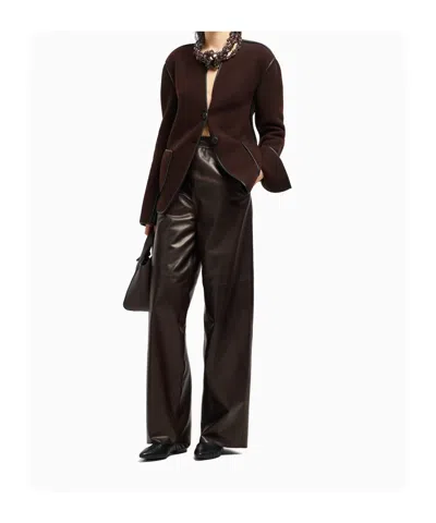 Giorgio Armani Elasticated Wide-leg Trousers In Brown