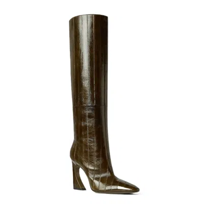Fendi 95mm Arco Leather Boots In Green