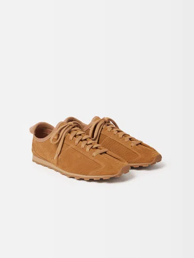 Jacquemus Le Tennis Sneakers In Soft Corduroy-embossed Suede In Brown