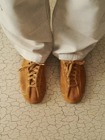 Jacquemus Le Tennis Sneakers In Soft Corduroy-embossed Suede In Brown