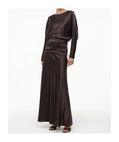 Staud Long Sleeve Dress In Brown