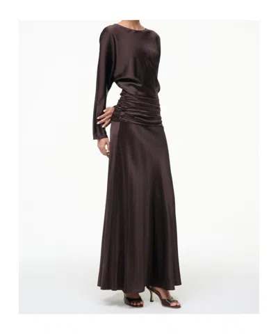 Staud Long Sleeve Dress In Brown