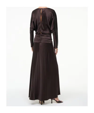 Staud Long Sleeve Dress In Brown