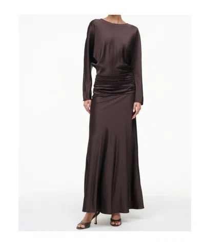 Staud Long Sleeve Dress In Brown