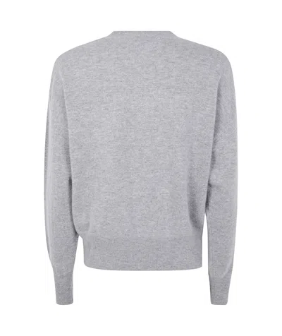 Blugirl Light Grey Knit Sweater With Cursive Logo Embellishment In Multi