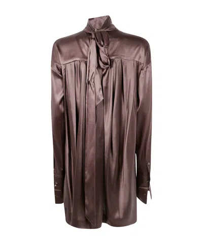 Dries Van Noten Tie-neck Blouse In Brown