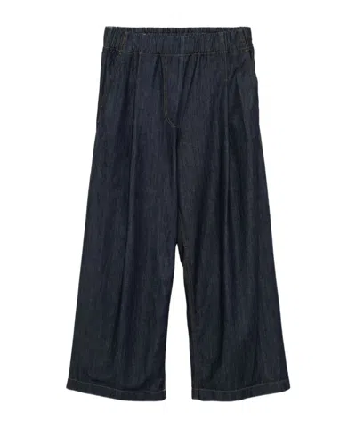 Dries Van Noten Wide Leg Denim Trousers And Pockets In Black