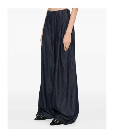 Dries Van Noten Wide Leg Denim Trousers And Pockets In Black