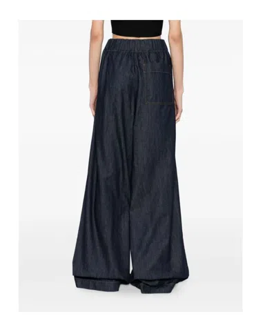 Dries Van Noten Wide Leg Denim Trousers And Pockets In Black