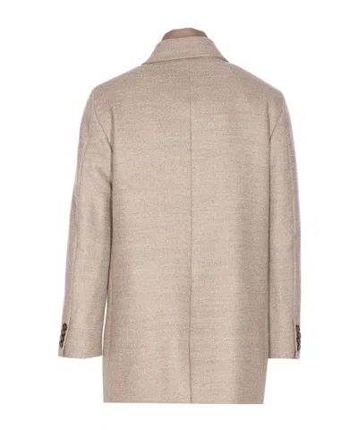 Moorer Tailored Short Jacket Side Pockets In Neutral