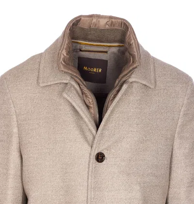 Moorer Tailored Short Jacket Side Pockets In Neutral