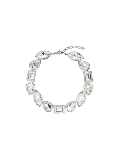Alexander Mcqueen Short Necklace With Sparkling Crystals In Metallic