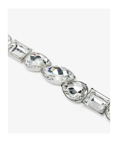 Alexander Mcqueen Short Necklace With Sparkling Crystals In Metallic