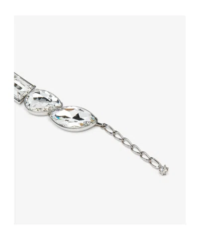 Alexander Mcqueen Short Necklace With Sparkling Crystals In Metallic