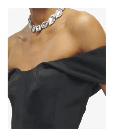 Alexander Mcqueen Short Necklace With Sparkling Crystals In Metallic